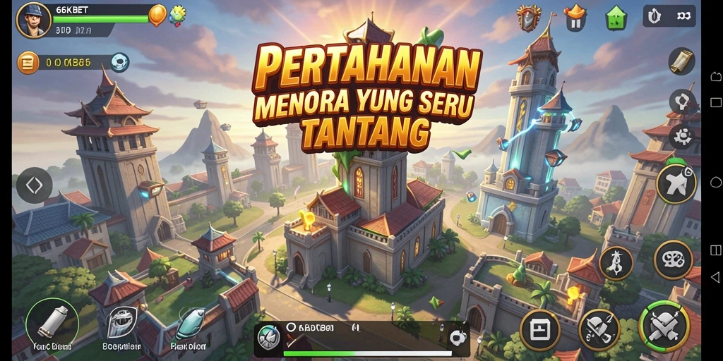 Screenshot utama 66KBET dengan tampilan gameplay Tower Defense yang seru.