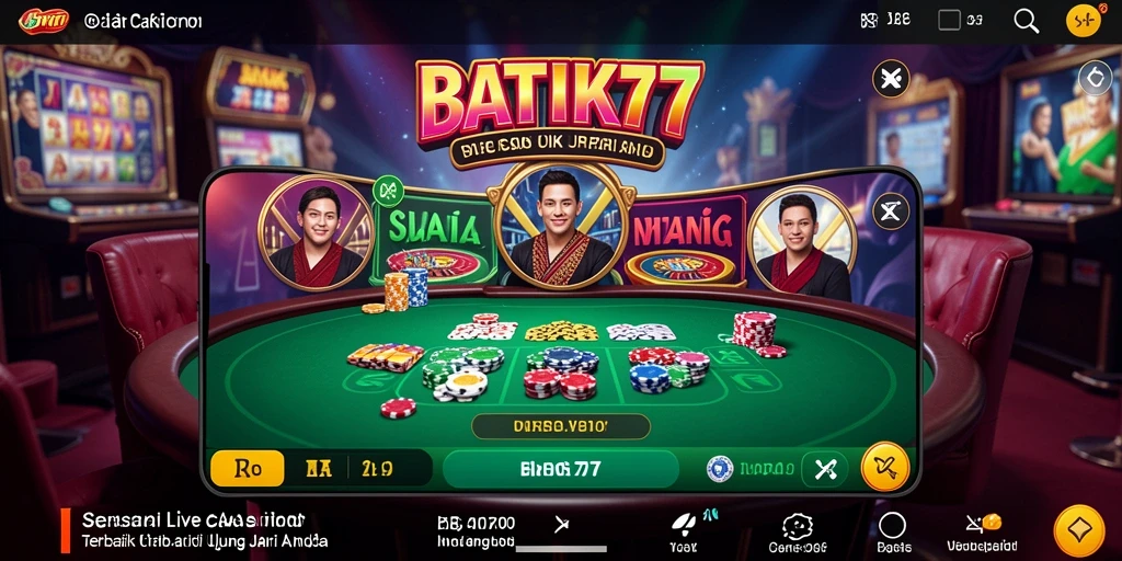 Screenshot gameplay <strong>BATIK77</strong> memperlihatkan suasana kasino yang nyata dan dealer yang ramah.