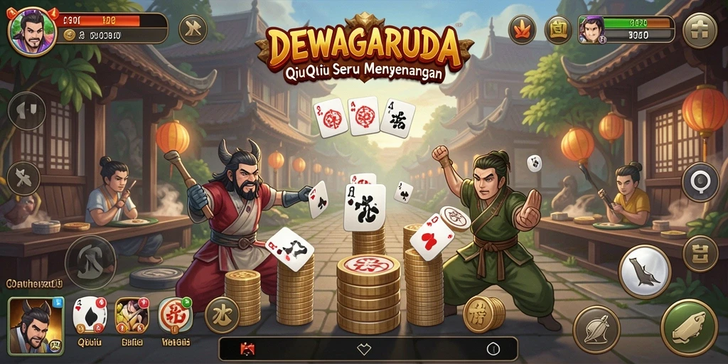 Screenshot gameplay DEWAGARUDA yang menampilkan suasana QiuQiu yang seru.