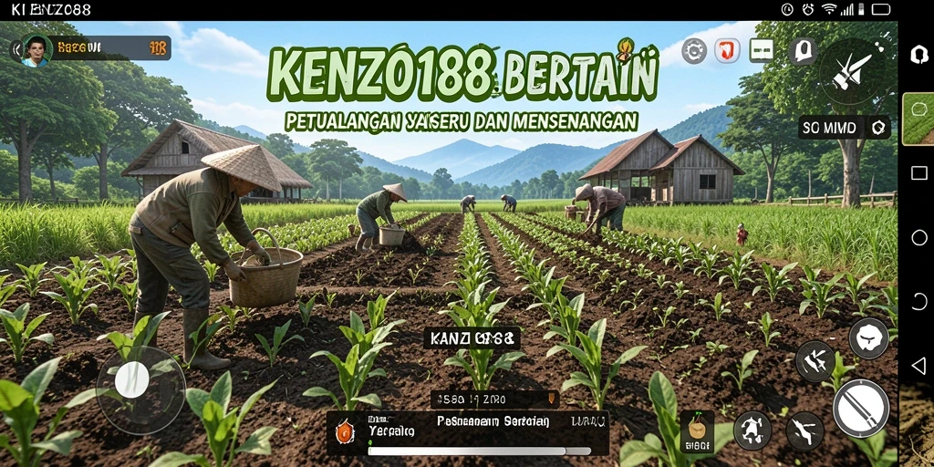 Tampilan gameplay seru dari KENZO188 dengan aktivitas bertani.