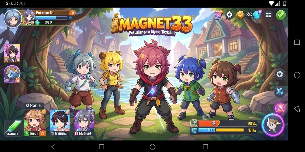 Screenshot gameplay MAGNET33 menampilkan pertempuran karakter anime yang seru.