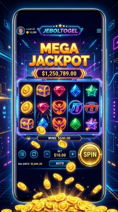 Tangkapan layar utama aplikasi jeboltogel dengan antarmuka yang menarik.